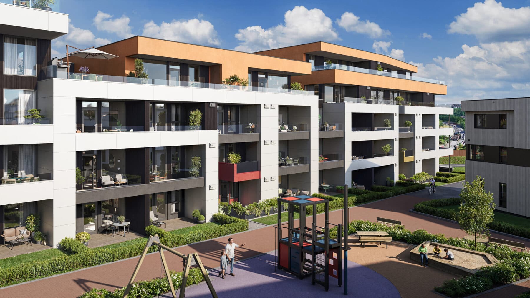 Hove Park boligblokker med lekeplass — VVS-prosjektering av KM Prosjektering